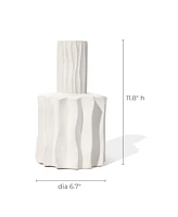 LuxenHome White Fluted Stoneware Table Vase