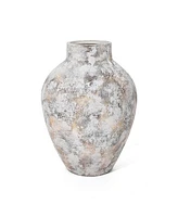 LuxenHome Marble White -Inch Tall Stoneware Table Vase