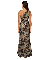 Adrianna Papell Women's Jacquard One-Shoulder Gown