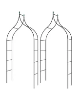 Costway 2 Pcs Garden Arbor with Multiple Side Crossbars Powder-coated Metal Tubes