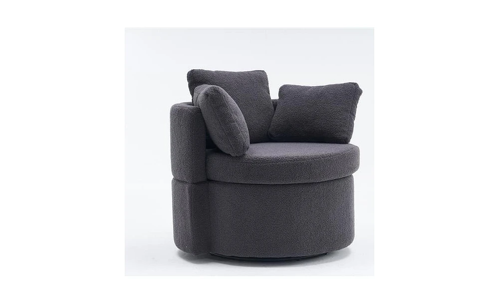 Slickblue Fabric Swivel Storage Chair with Back Cushion for Stylish Living Room Seating