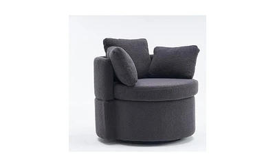 Slickblue Fabric Swivel Storage Chair with Back Cushion for Stylish Living Room Seating