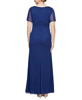 Alex Evening Women's Embellished Flutter-Sleeve Gown