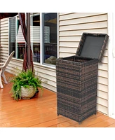 Slickblue Rattan Trash Can with Top Cover and Iron Frame Stylish Durable Waste Solution for Indoor or Outdoor Use