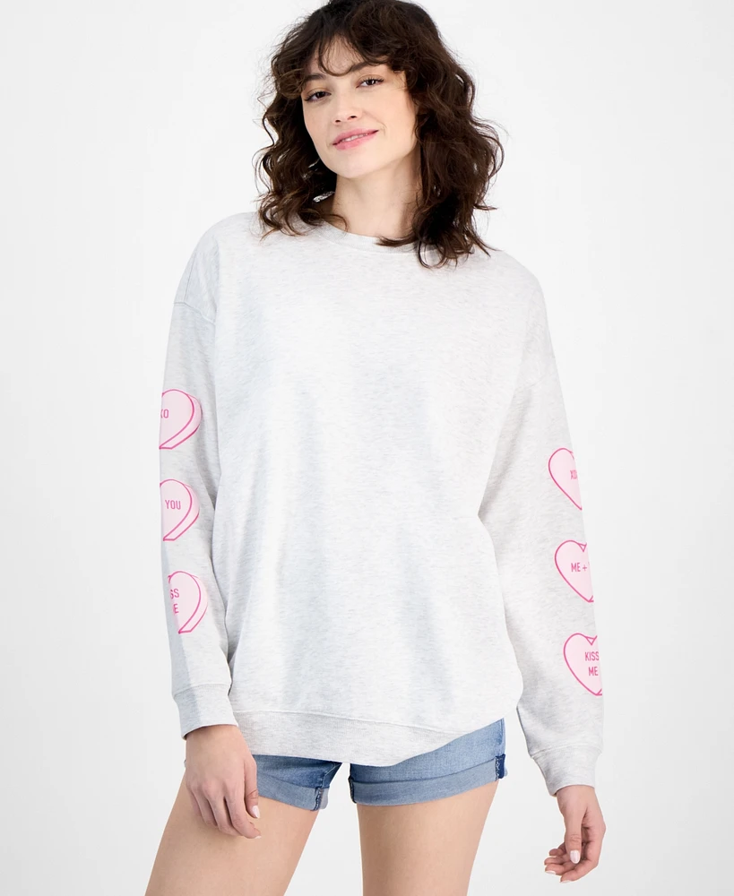 Ultra Flirt Juniors' Convo Hearts Crewneck Sweatshirt