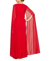 Alex Evenings Women's Cape-Sleeve Gown