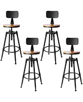Sugift Set of 4 Height Adjustable Barstool Steel Frame Kitchen Stool