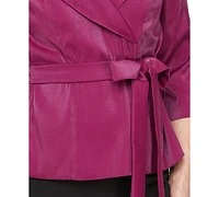 Alex Evenings Women's Side-Tie Draped-Collar 3/4-Sleeve Jacket