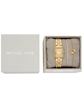 Michael Kors Women's Emery Three-Hand Gold-Tone Stainless Steel Watch 22mm and Bracelet Gift Set