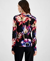 I.n.c. International Concepts Women's Floral Surplice Top, Exclusively at Macy's