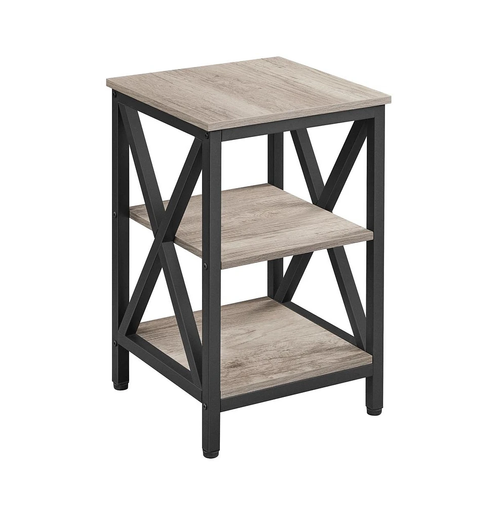 Yaheetech 3-Tier Side End Table with Shelf, X-Shaped Coffee Snack