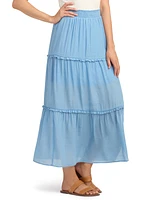 Bcx Juniors' Tiered Maxi Skirt With Smocked Waistband