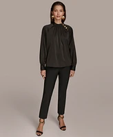 Donna Karan New York Women's High Neck Button-Trim Blouse