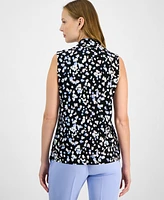 Kasper Women's Sleeveless Printed Knot-Front Blouse, Petite & Regular Sizes