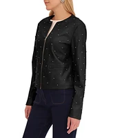 Bagatelle Collection Women's Studded Faux Leather Jacket