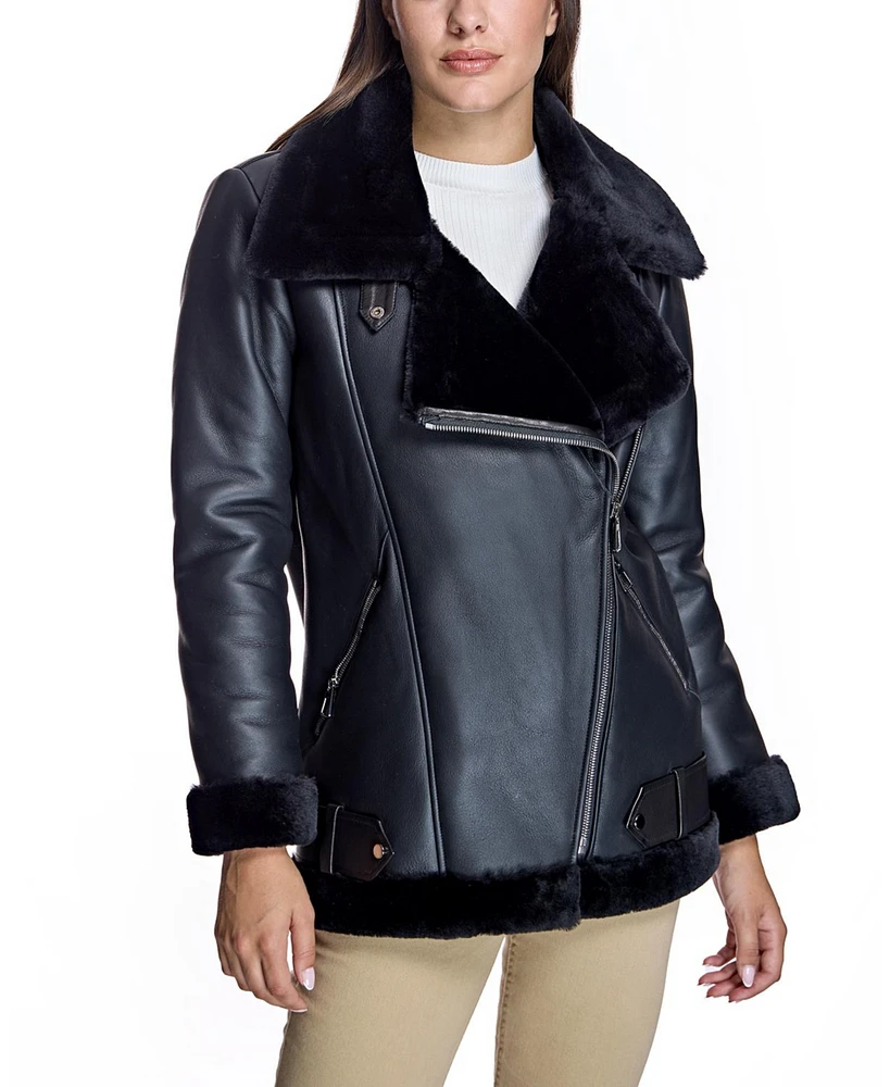 Julia & Stella by Maximilian Women's Oversized Motorcycle Jacket