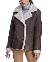 Julia & Stella by Maximilian Women's Shearling Pea Jacket