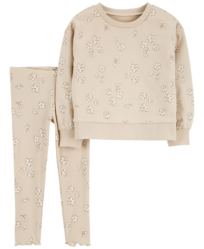 Carter's Toddler Girls Floral-Print Pullover Top & Stretch Leggings, 2 Piece Set