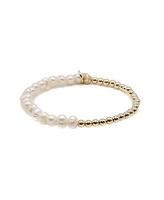 Bowood Lane Non-Tarnishing Gold Filled 4mm Ball and Freshwater Pearl Stretch Bracelet