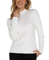 Liverpool Los Angeles Women's Mock-Neck Cable-Knit Sweater
