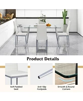 Gymax 5 Pcs 51'' Rectangle Dining Set 0.3'' Thick Glass Table w/ 4 Padded Dining Chairs