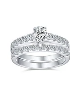 Bling Jewelry Teardrop Solitaire Cubic Zirconia 1ctw Cz Ring Set For Women .925 Sterling Silver