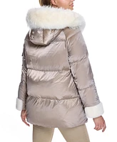 Julia & Stella by Maximilian Women's Puffer Jacket with Shearling Trim