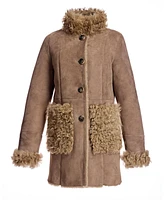 Julia & Stella by Maximilian Women's Shearling Jacket With Curly Lamb Trim