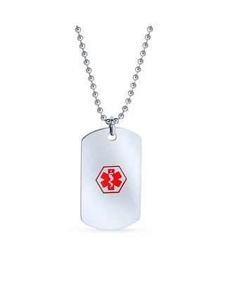 Bling Jewelry Medical Alert Id Dog Tag Pendant Stainless Steel Necklace