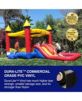 JumpOrange Red Castle Bounce House Water Slide with Splash Pool for Kids and Toddlers (with Blower), Jump and Slide, Basketball Hoop, Backyard Water P