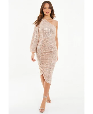 Quiz Women's Sequin One Shoulder Midi Dress