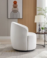 Slickblue Swivel Barrel Armchair with Black Powder-Coated Metal Ring for Stylish and Comfortable Seating