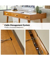 Hulala Home Toby Mid-Century Modern 48" Mid Century Computer Desk with Cable Management