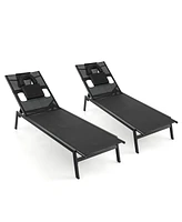 Inolait Patio Sunbathing Lounge Chair 5-Position Adjustable Tanning Chair
