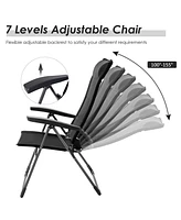 Sugift 2 Pieces Portable Patio Folding Dining Chairs with Headrests Adjust