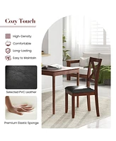 Sugift Set of 2 Wooden Kitchen Dining Chair with Padded Seat and Rubber Wood Legs