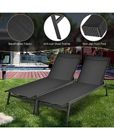 Inolait Outdoor Reclining Chaise Lounge Chair with 6-Position Adjustable Back