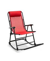 Sugift Outdoor Patio Camping Lightweight Folding Rocking Chair with Footrest