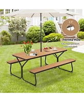 Skonyon 6 Feet Outdoor Picnic Table Bench Set for 6-8 People