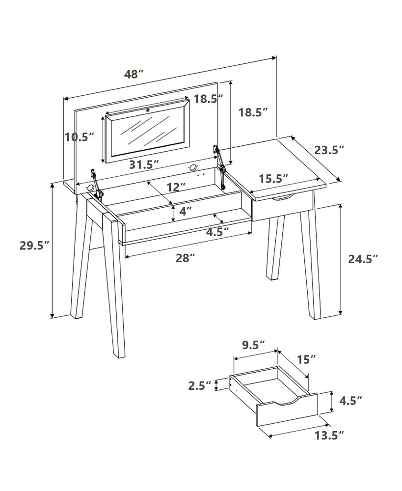 Sugift Dressing Table with Flip Mirror and Storage Drawer