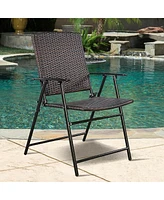 Sugift Set of 4 Rattan Folding Chairs