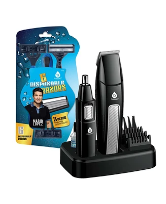 Pursonic Mario Lopez Ultimate Grooming Set – 10-Piece Hair, Beard & Body Grooming Kit + Disposable Razors