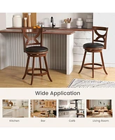 Sugift Swivel Bar Stools Set of 2 with Soft Cushion and Elegant Hollow Backrest