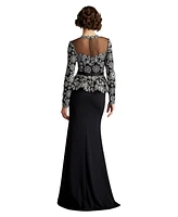 Tadashi Shoji Women's Lata Embroidered Belted Peplum Gown