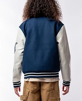 Ring of Fire Big Boys Woolen Varsity Jacket with Polyurethane Sleeves and Patches