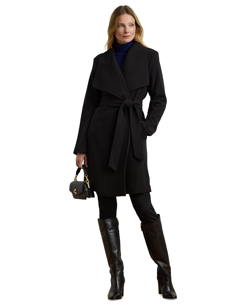 Lauren Ralph Women's Crepe Belted Wrap Coat