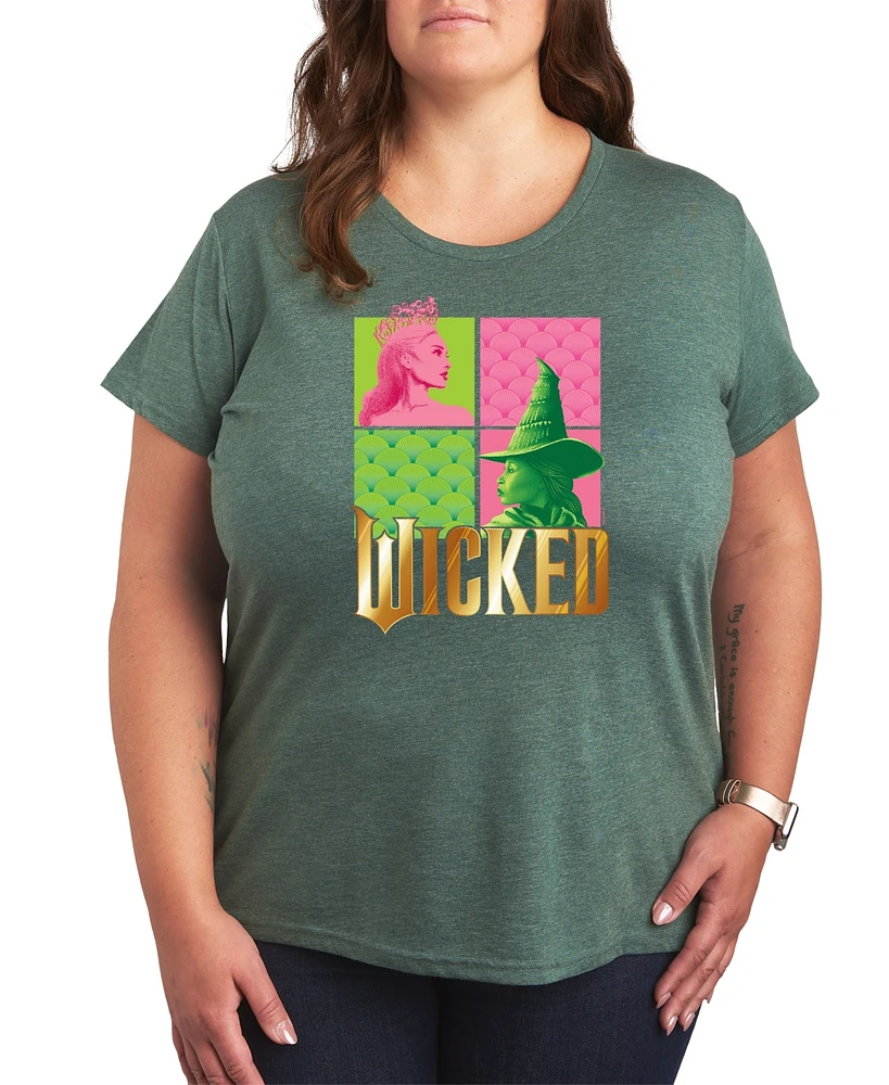 Hybrid Apparel Plus Wicked Elphaba Glinda Graphic Crew Neck T-Shirt