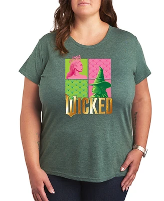 Hybrid Apparel Plus Wicked Elphaba Glinda Graphic Crew Neck T-Shirt