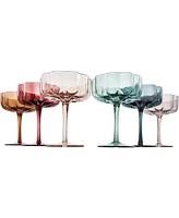 The Wine Savant Martini and Champagne Flower Classic Wavy Glass Coupes, Set of 6