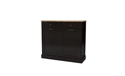 Slickblue Black Kitchen Trash Cabinet - Two Drawers & Tilt-Out Trash Compartment